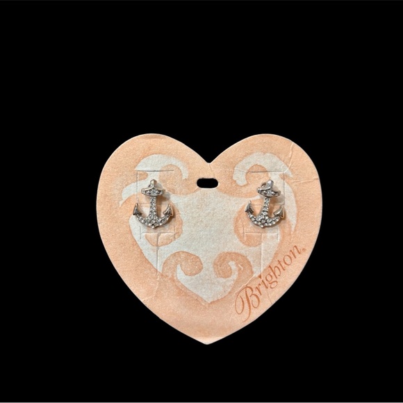 Brighton Silver Crystal Anchor Stud Earrings. NWT - Picture 2 of 3